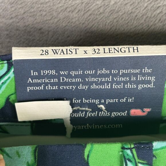 Vineyard Vines Pants Mens 28x32 Nautical Navy Slim Fit Breaker Banana Leaf Print - Picture 8 of 15